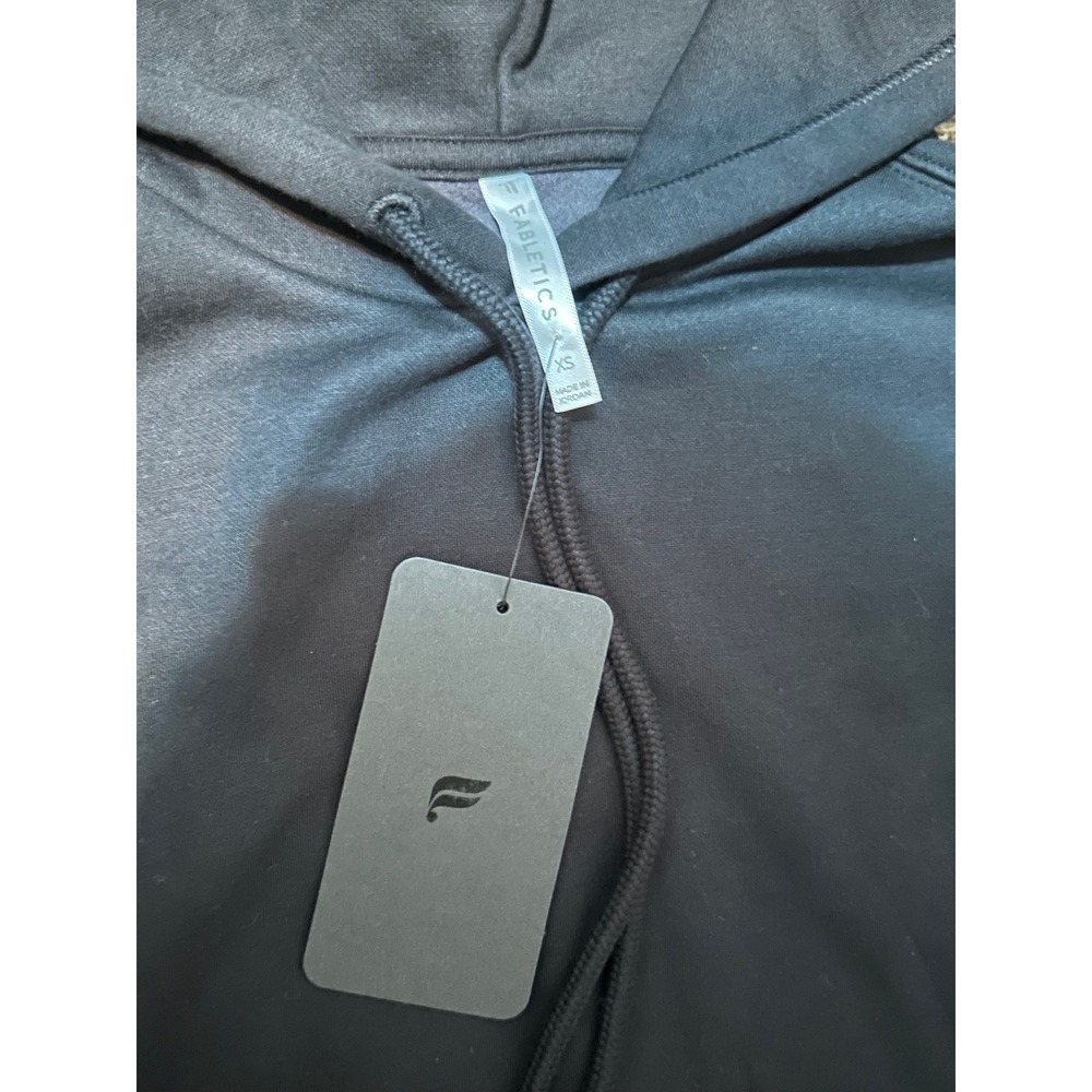Fabletics Black Cropped Hoodie Sweatshirt Casual Fleece Feel Womens XS‎ - Picture 2 of 2